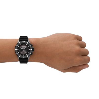Emporio Armani Chronograph Black Silicone Watch Station AR11515 - - Watch