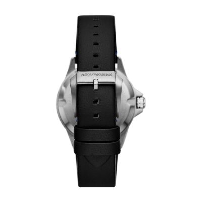 Emporio Armani Three-Hand Date Black Leather Watch - AR11516