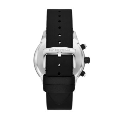 - Emporio Leather Station Chronograph Armani Watch Watch - AR11522 Black