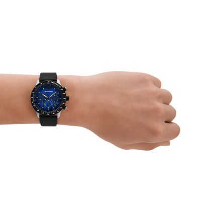 Emporio Chronograph Watch Station Watch - - Black Armani AR11522 Leather