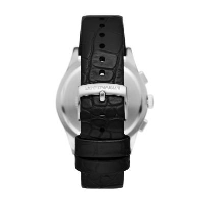 Emporio Armani Leather Watch Station Watch Black AR11530 - - Chronograph