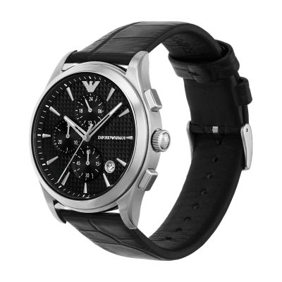 Emporio Armani Chronograph Black Leather Watch - AR11530 - Watch Station