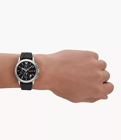 Emporio Armani Chronograph Black Leather Watch - AR11530 - Watch Station