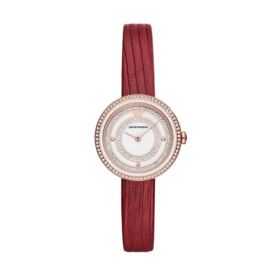 Emporio Armani Two-Hand Red Leather Watch - AR11532 - Watch Station