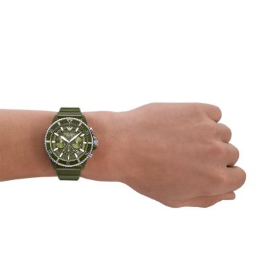 Emporio Armani Chronograph Olive Polyurethane Watch - AR11534