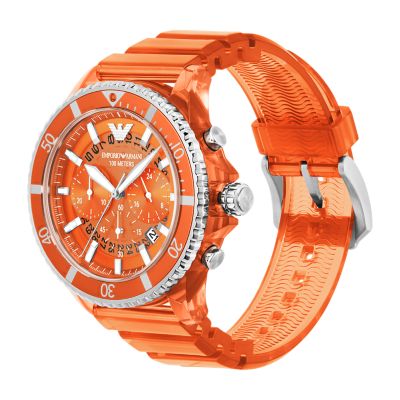 Emporio Armani Chronograph Orange Polyurethane Watch - AR11535 