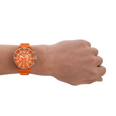 Emporio armani orange outlet strap watch