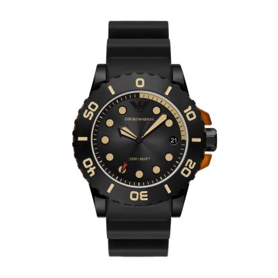 Emporio Armani Three-Hand Date Black Polyurethane Watch - AR11539 - Watch  Station