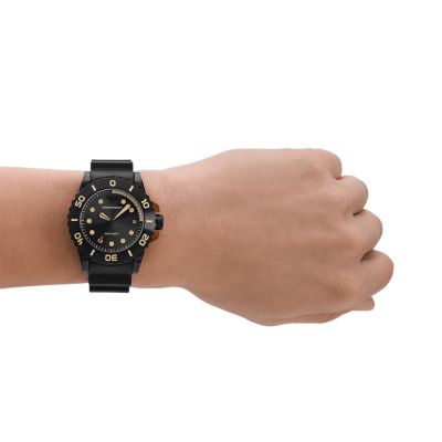 Emporio Armani Three-Hand Date Black Polyurethane - - Watch Watch AR11539 Station