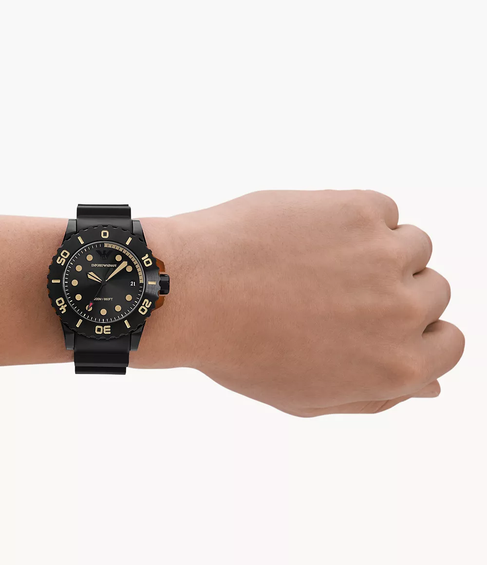 Emporio Armani Three-Hand Date Black Polyurethane Watch - AR11539 - Watch  Station