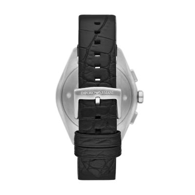Chronograph - Armani Leather AR11542 Station Watch Emporio - Watch Black