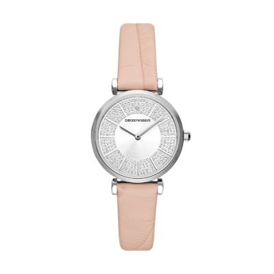 Ladies armani shop watch leather strap