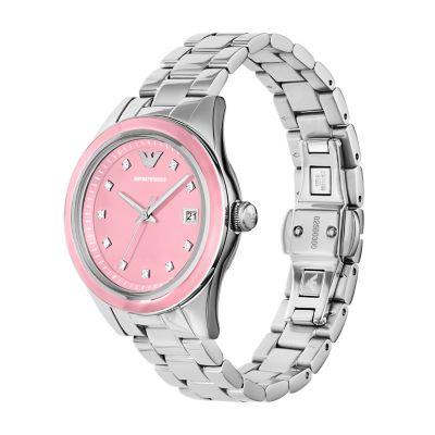 Emporio Armani Three-Hand Date Stainless Steel Watch