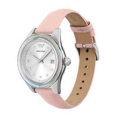 Emporio Armani Three-Hand Date Pink Leather Watch - AR11547