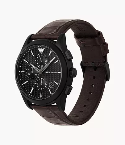 Emporio Armani Chronograph Brown Leather Watch - AR11549 - Watch Station