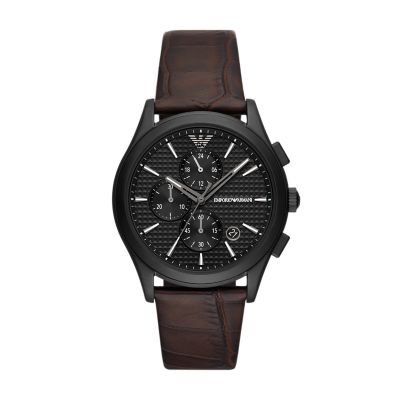 Leather Watch - Station Armani Emporio AR11549 Watch - Brown Chronograph