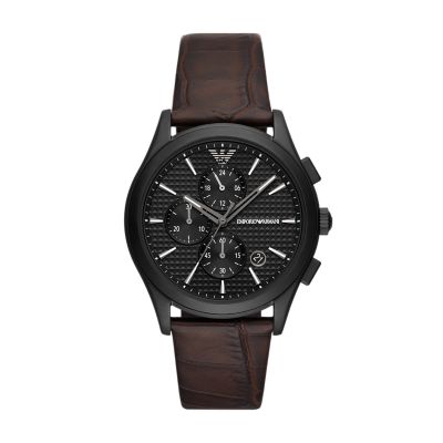 EMPORIO ARMANI CHRONOGRAPH BROWN LEATHER WATCH – The Watch House