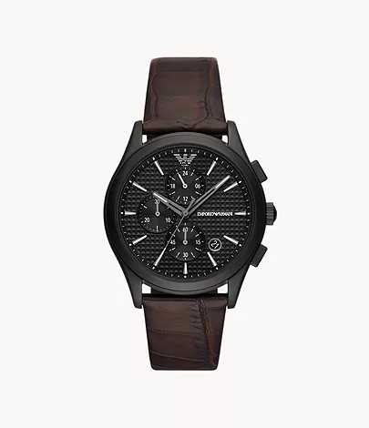 Emporio Armani Chronograph Brown Leather Watch - AR11549 - Watch Station
