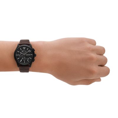 Emporio Armani Chronograph Brown Leather Watch - AR11549 - Watch Station | Quarzuhren