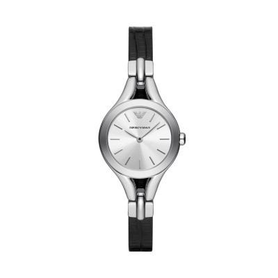 Emporio Armani Two-Hand Black Leather Watch - AR11552 - Watch Station