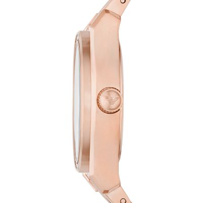 Emporio Armani Three-Hand Date Rose Gold-Tone Stainless Steel 