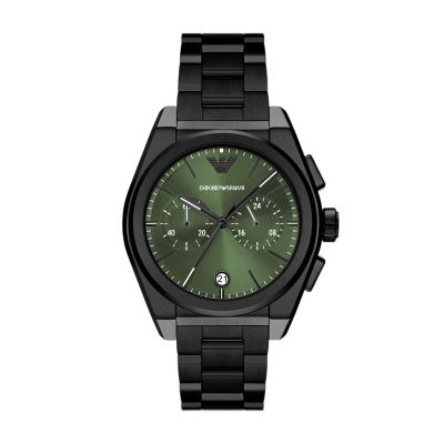 Emporio Armani Men's Chronograph Black Stainless Steel Watch - Black