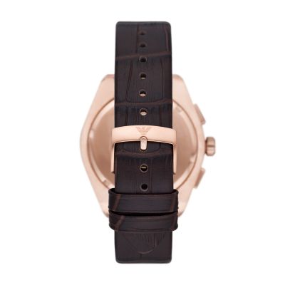 Emporio Armani Chronograph Brown Leather Watch - AR11563 - Watch Station
