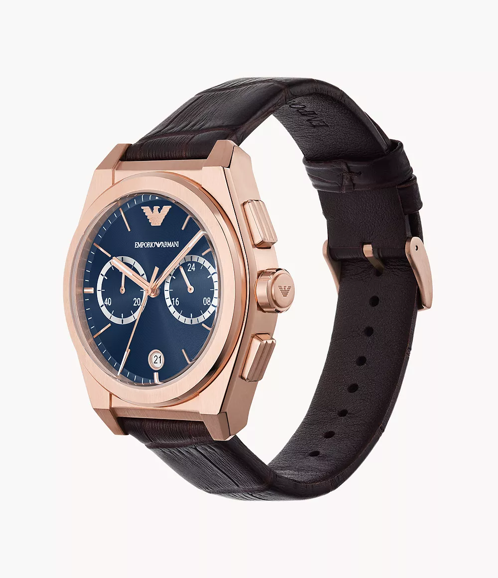 Emporio Armani Chronograph Brown Leather Watch - AR11563 - Watch Station