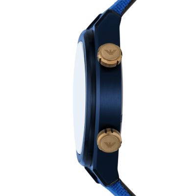 Time - Emporio AR11564 Dual Station Textile Armani Watch - Blue Watch