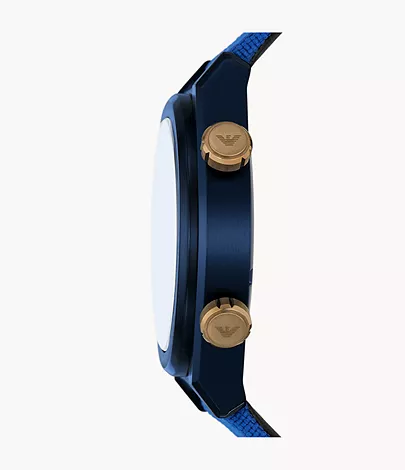 Emporio Armani Dual Time Blue Textile Watch - AR11564 - Watch Station