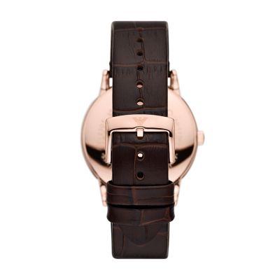 Emporio Armani Three-Hand Moonphase Brown Leather Watch - AR11566