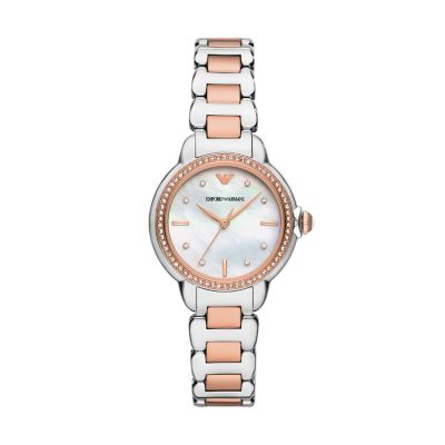 Emporio Armani Women's Three-Hand Two-Tone Stainless Steel Watch - Rose Gold / Silver