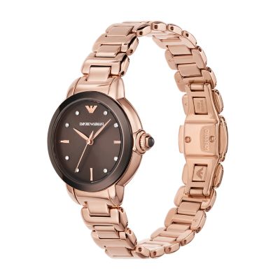 Emporio Armani Three-Hand Rose Gold-Tone Stainless Steel Watch