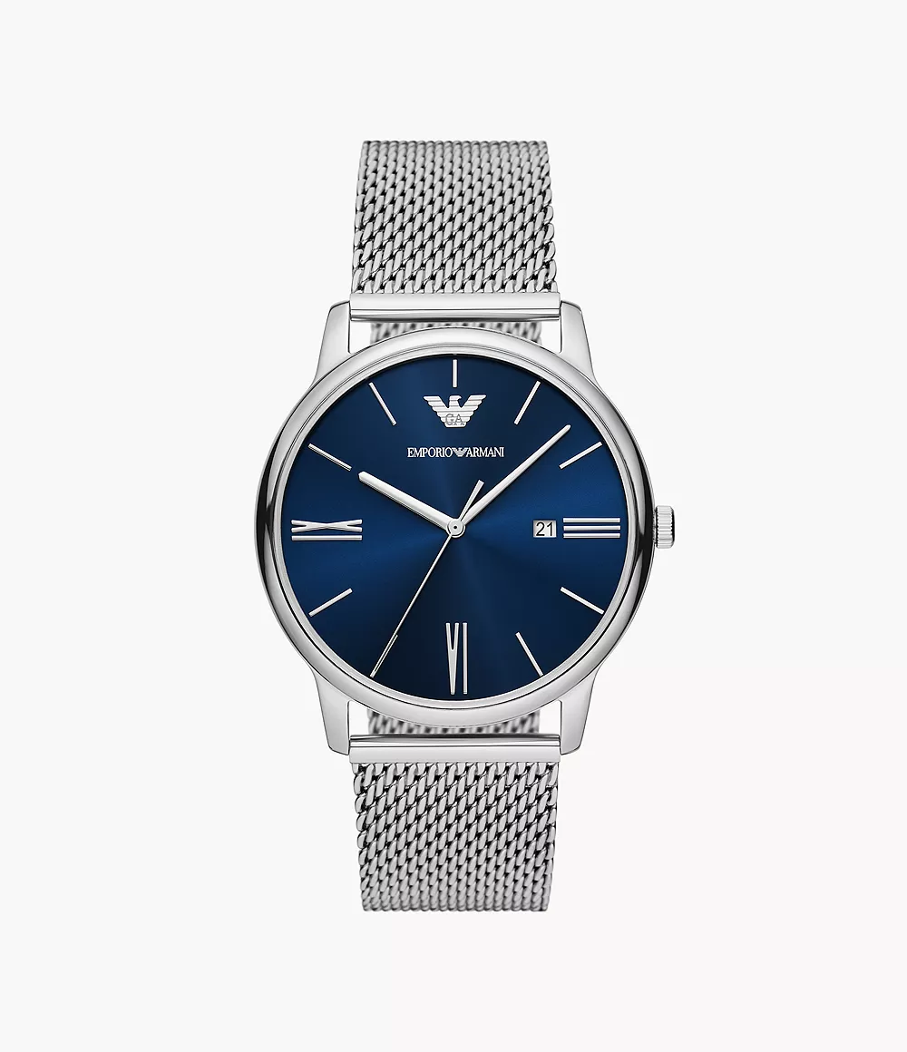 Emporio Armani Three-Hand Date Stainless Steel Mesh Watch - AR11571 - Watch  Station