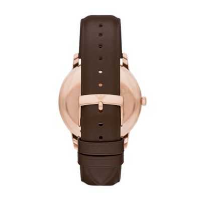 Emporio Armani Three-Hand Date Brown Leather Watch - AR11572