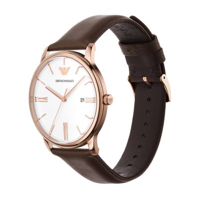 Emporio Armani - AR11572 Brown Station Watch Leather Watch Date - Three-Hand