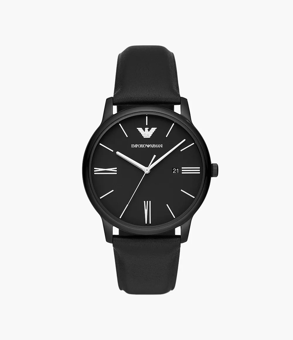 Emporio Armani Three-Hand Date Brown Leather Watch - AR11572 - Watch Station