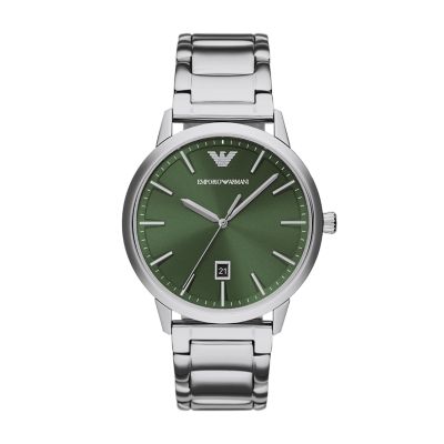 Emporio Armani Three-Hand Date Stainless Steel Watch