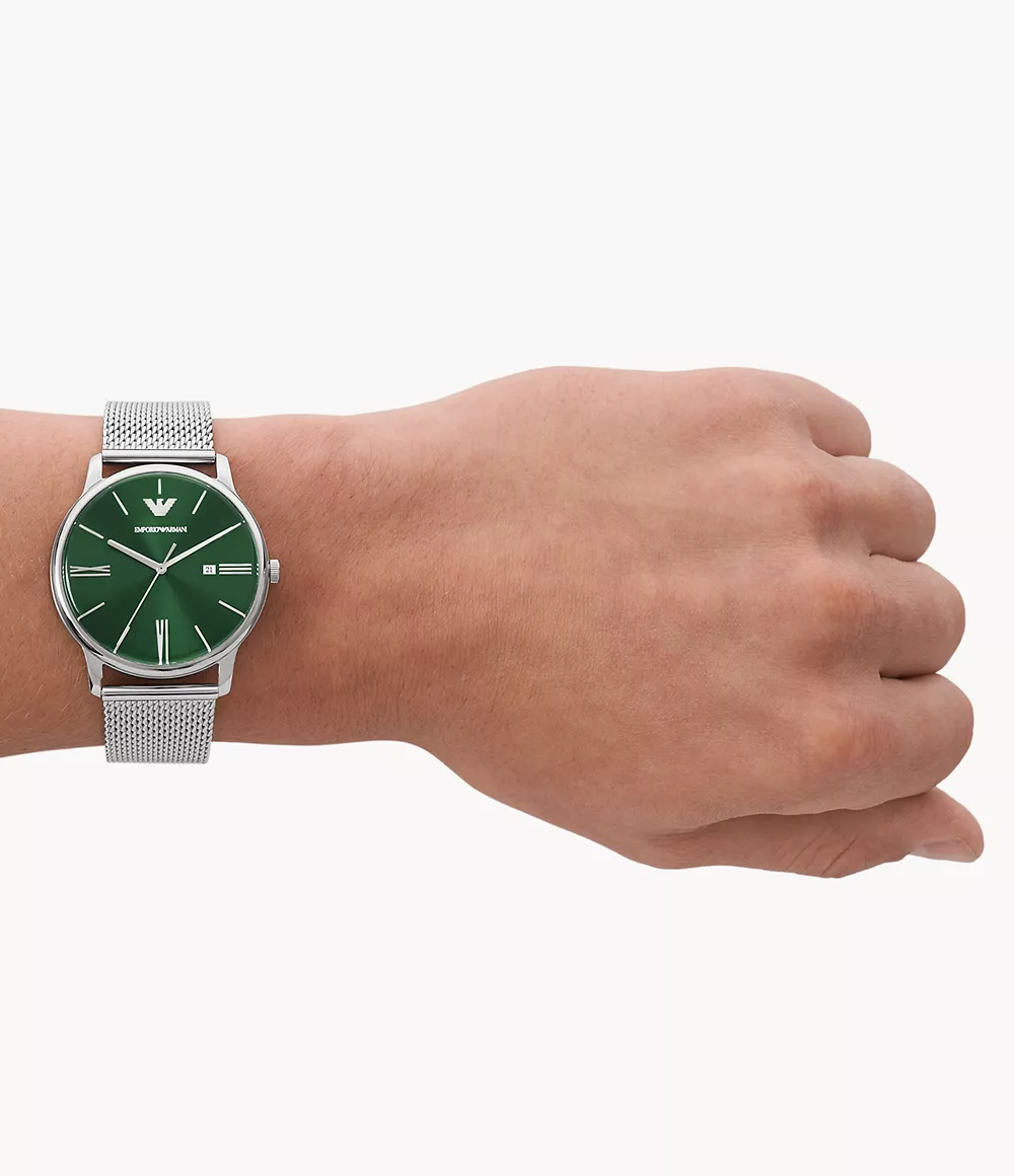 Emporio Armani Three-Hand Date Stainless Steel Mesh Watch - AR11578 - Watch  Station