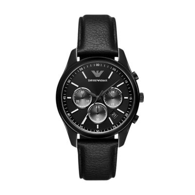 Emporio armani leather clearance watch