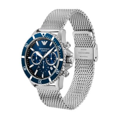 Emporio Armani Chronograph Stainless Steel Mesh Watch and Bracelet