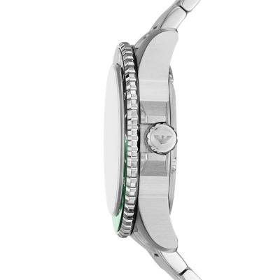 Emporio Armani World Explorer GMT Dual Time Stainless Steel Watch 