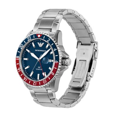Emporio Armani GMT Dual Time Stainless Steel Watch - AR11590 