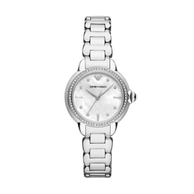 Emporio Armani Three-Hand Stainless Steel Watch