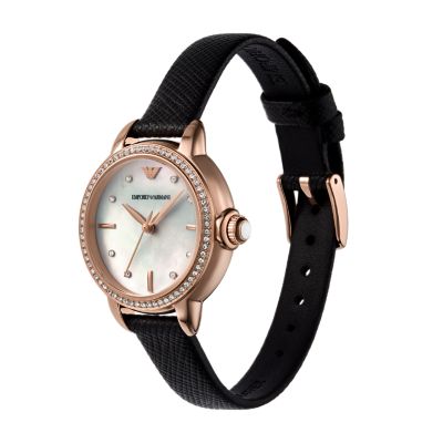 Emporio Armani Three-Hand Black Leather Watch - AR11598 - Watch 