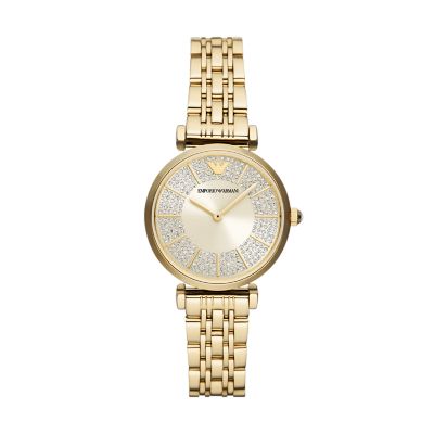 Emporio Armani Two-Hand Rose Gold-Tone Stainless Steel Watch 