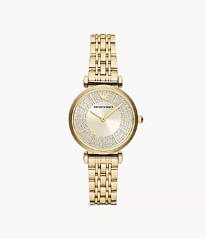 Emporio Armani Two-Hand Gold-Tone Stainless Steel Watch