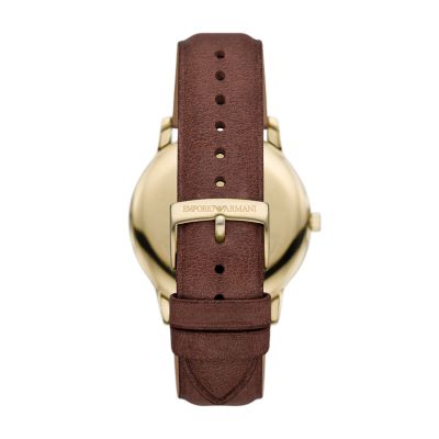 Emporio Armani Three Hand Date Brown Leather Watch AR11610 Watch Station