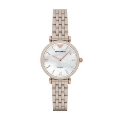 Two-Hand Rose Gold-Tone Ceramic Watch 