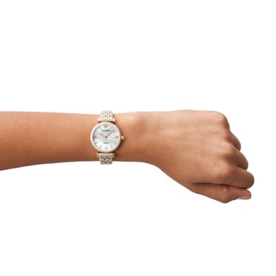 Emporio Armani Women's Two-Hand Rose Gold-Tone Ceramic Watch